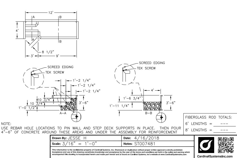 12' Wide Steel 42" Wall 4' x 9' Sundeck with 3' Right step Replaces CS30LSPXXXD94X2